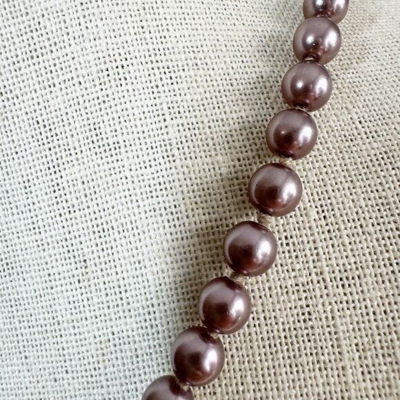 Vintage Purple Faux Pearls Strand With German Silver Fishhook Clasp 19.5” - Picture 6 of 7